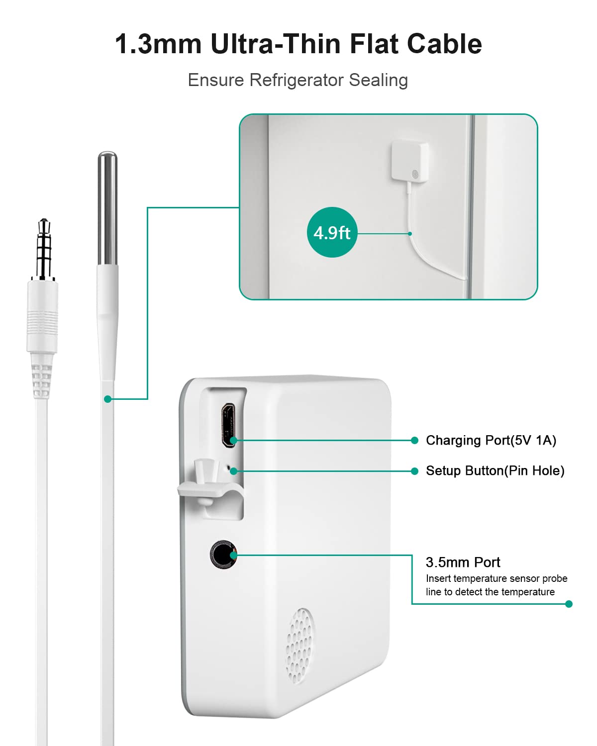 MOCREO WiFi thermometer adhesive sensor attached to freezer door