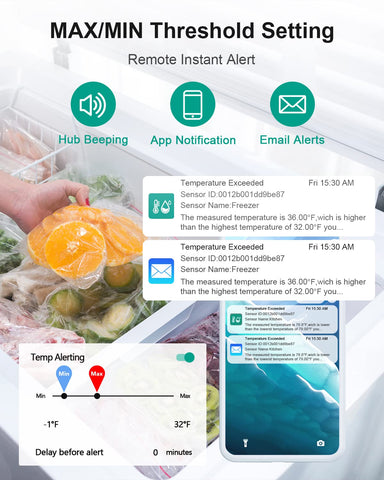 MOCREO WiFi thermometer app alerts view for instant notifications
