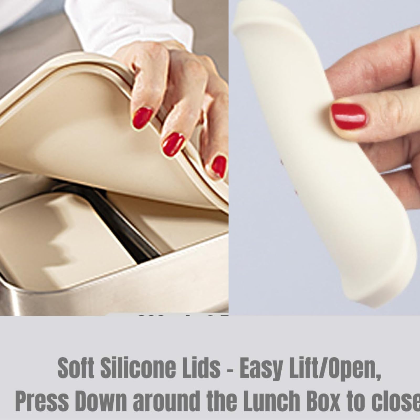 Modaniam silicone lids seal freshness and prevent leaks.