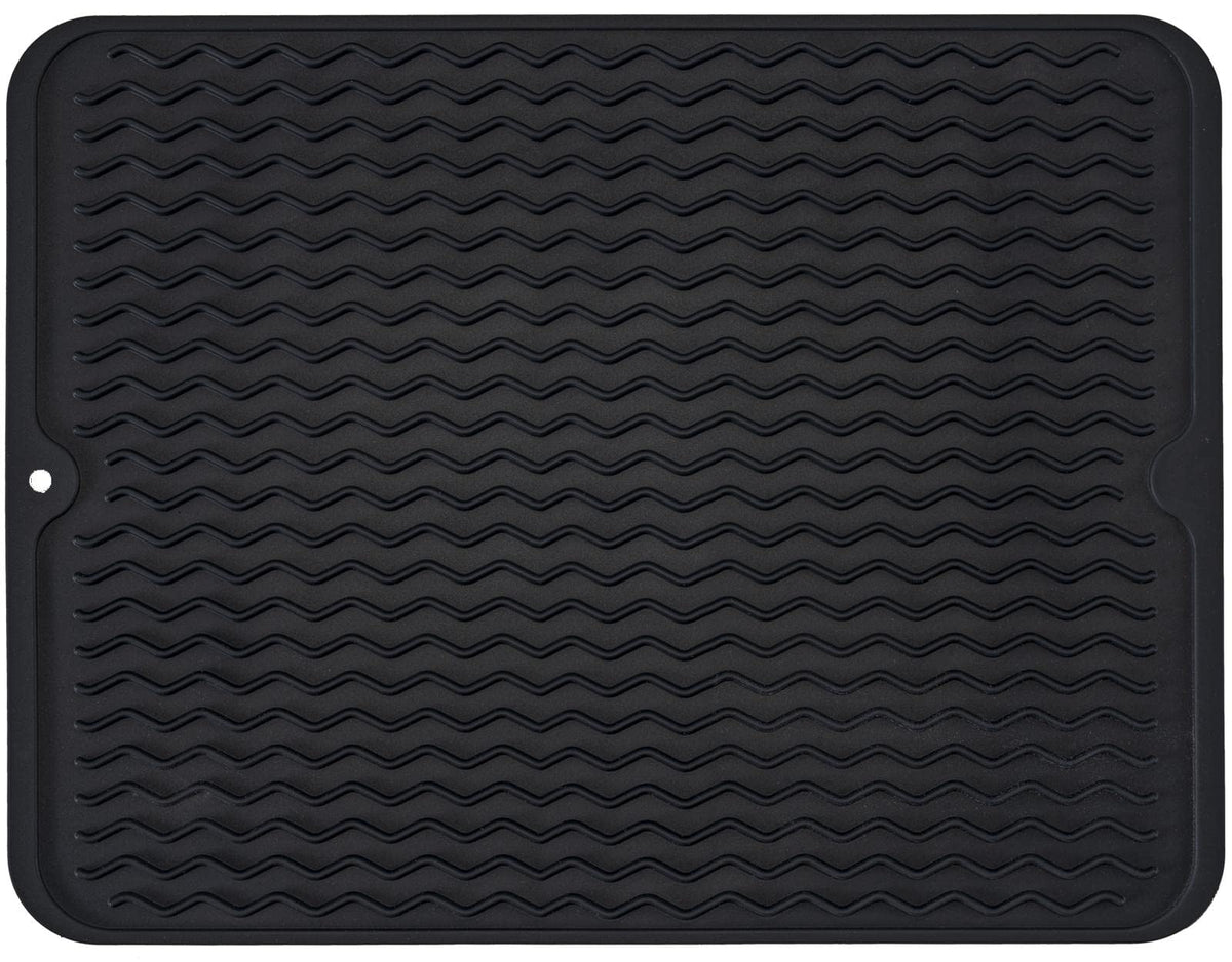 MODENGKONGJIAN large dish drying mat in black on kitchen counter