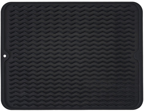 MODENGKONGJIAN large dish drying mat in black on kitchen counter