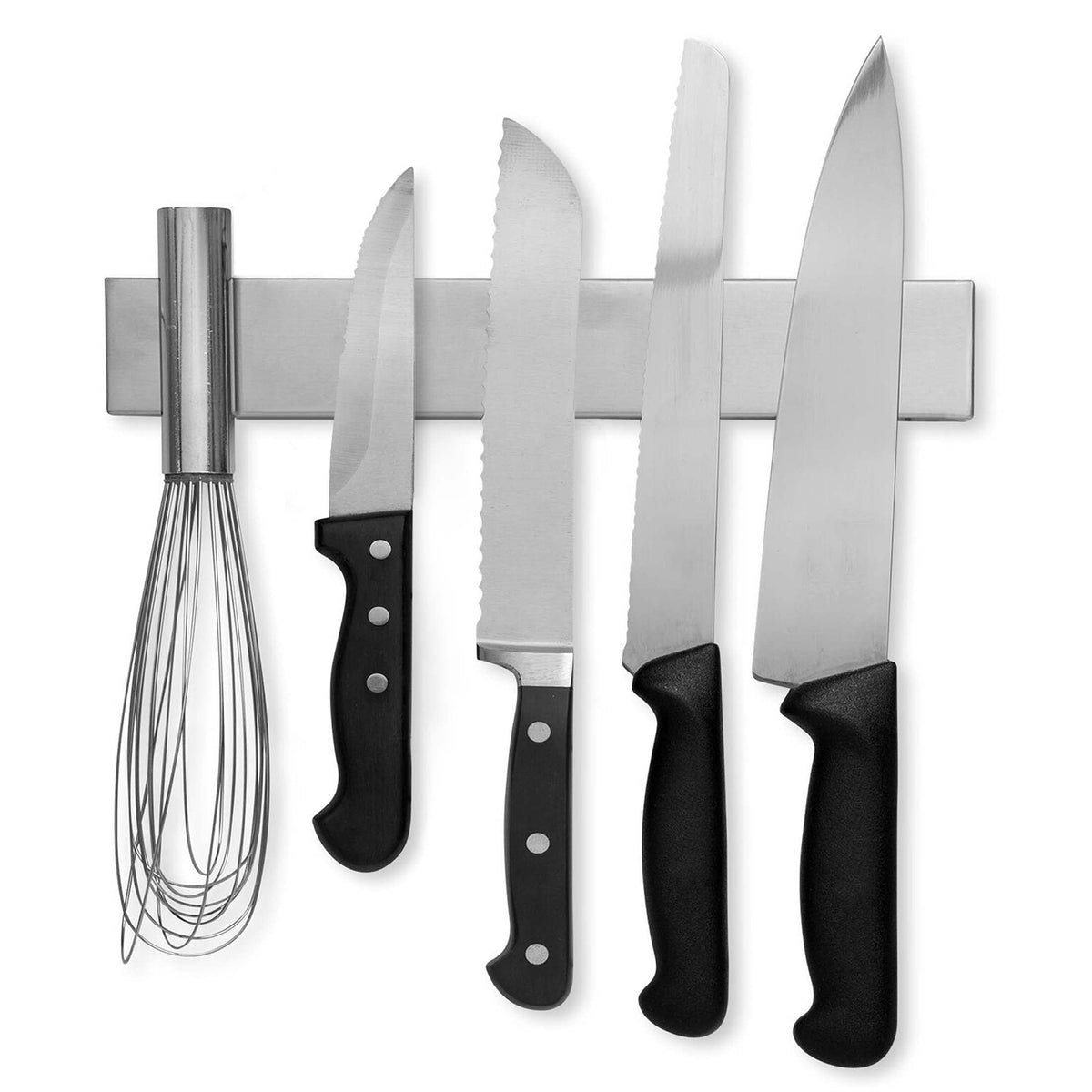 Modern Innovations 10-Inch Magnetic Knife Bar mounted on wall offering quick knife access.