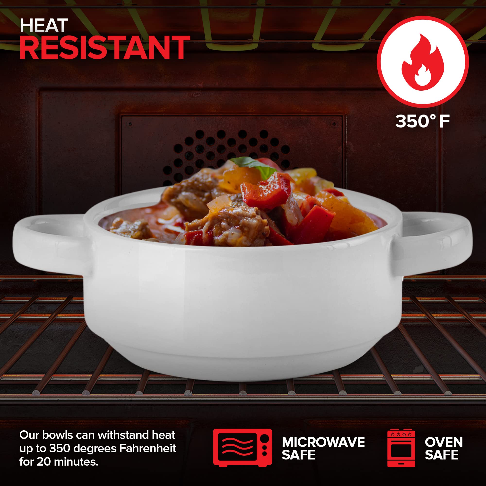 Modern Innovations dual-handle crocks provide a secure grip with oven mitts.