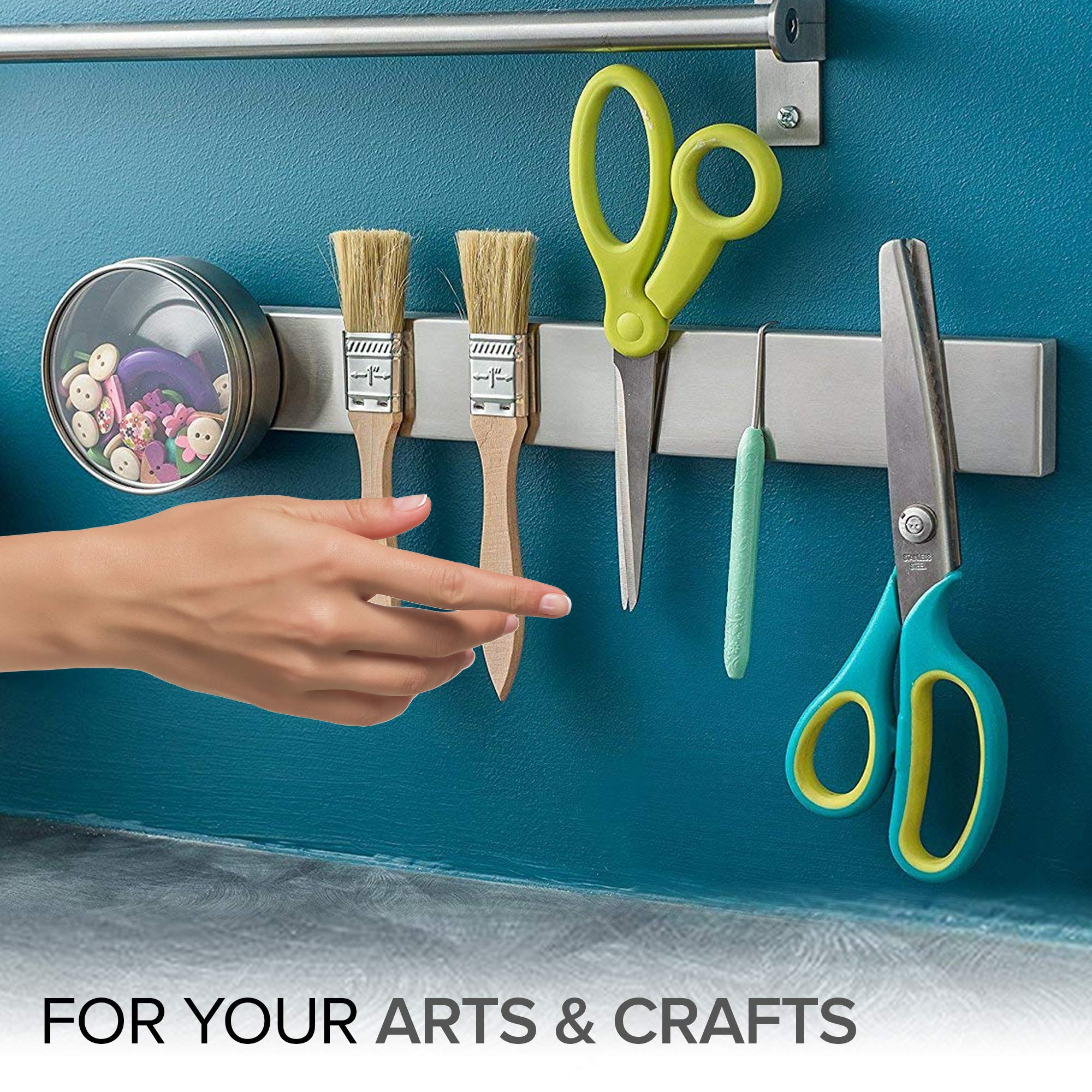 Modern Innovations knife bar display use holds scissors and small tools neatly.