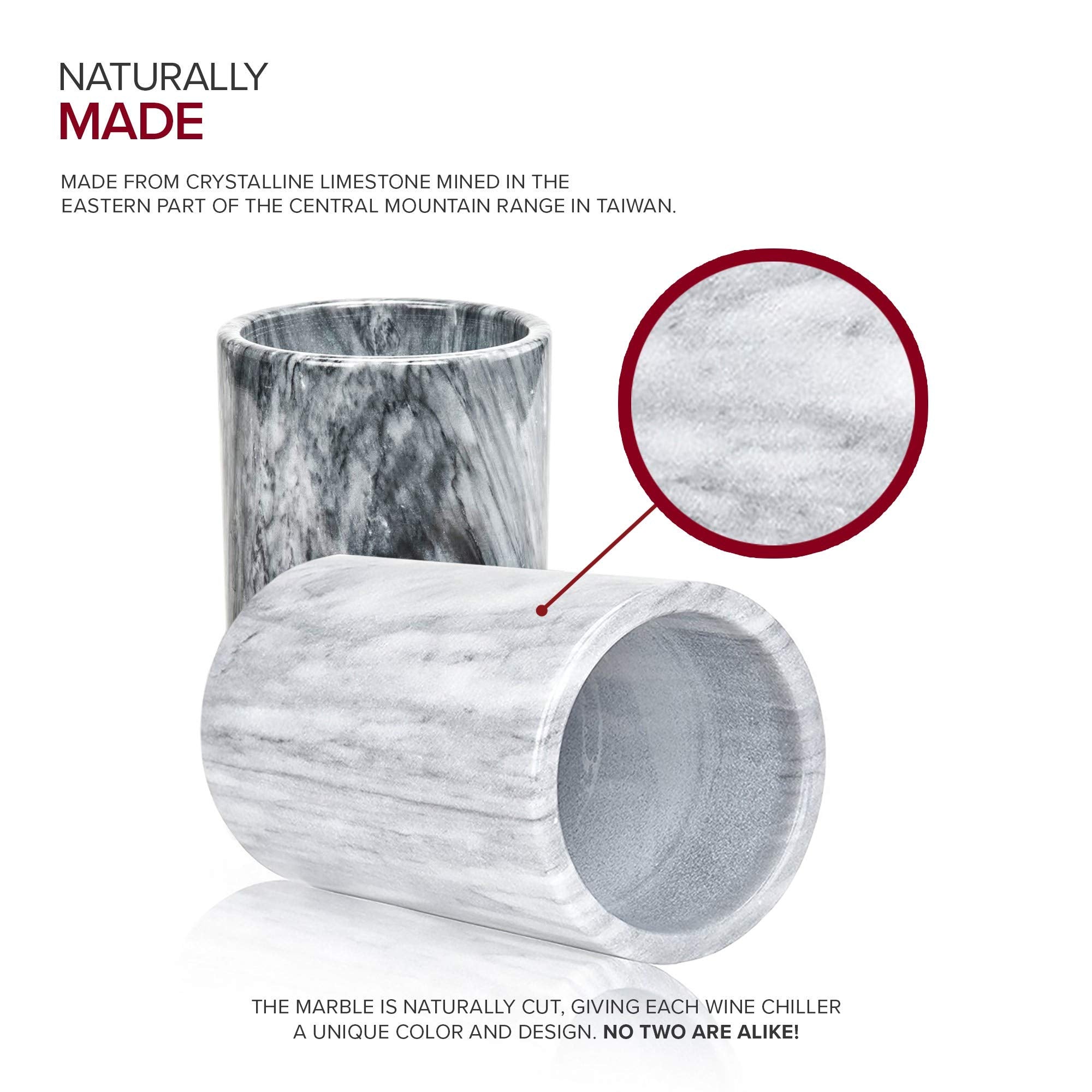 Modern Innovations marble wine chiller bucket side profile with smooth finish.