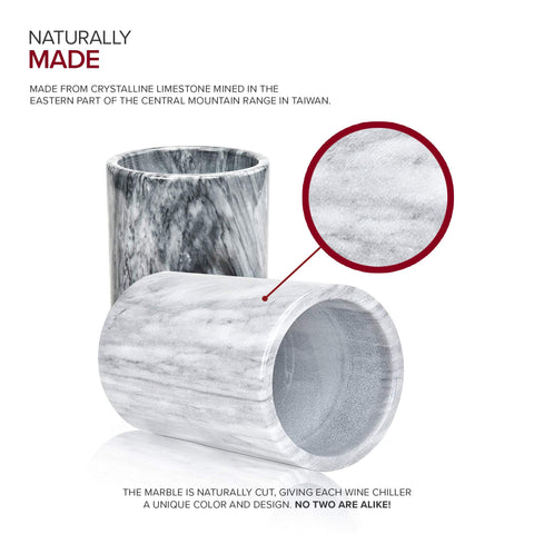 Modern Innovations marble wine chiller bucket side profile with smooth finish.