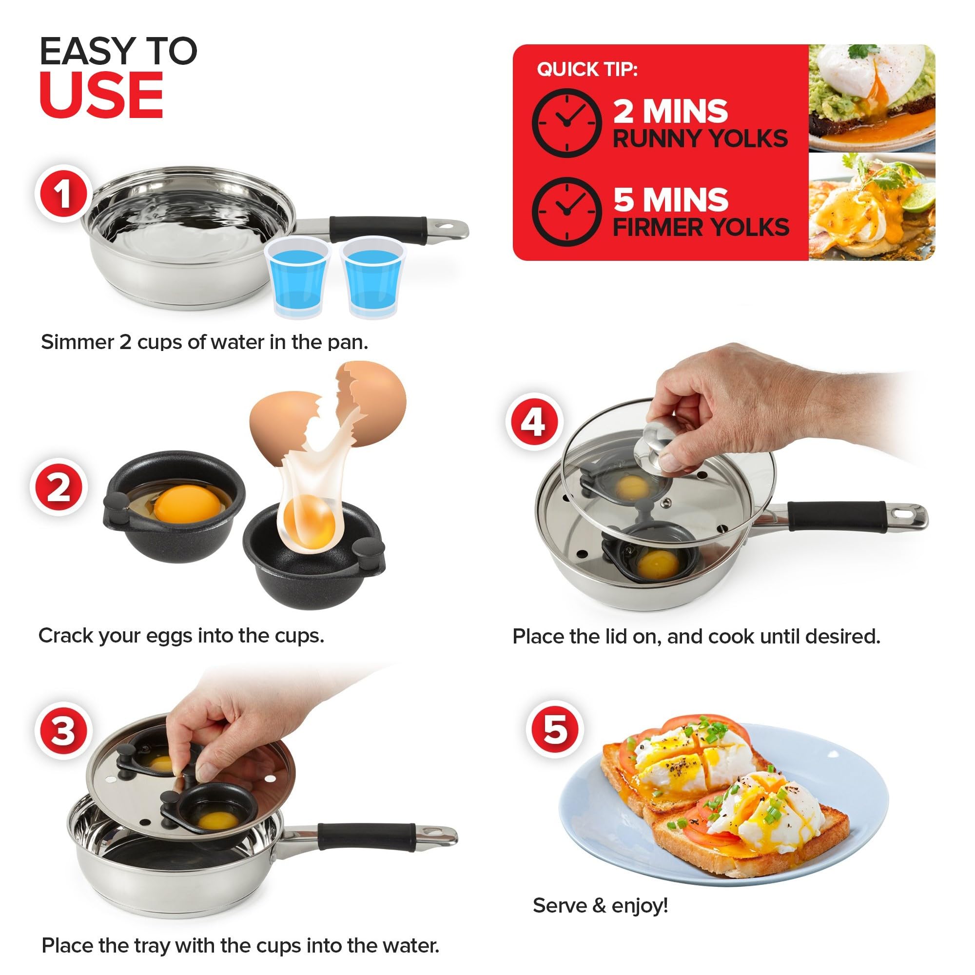 Modern Innovations nonstick-egg-cups ensure easy release for flawless poached eggs