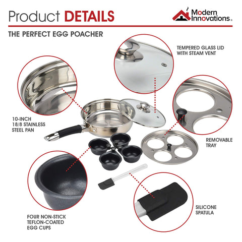 Modern Innovations removable nonstick egg cups for neat poaching.
