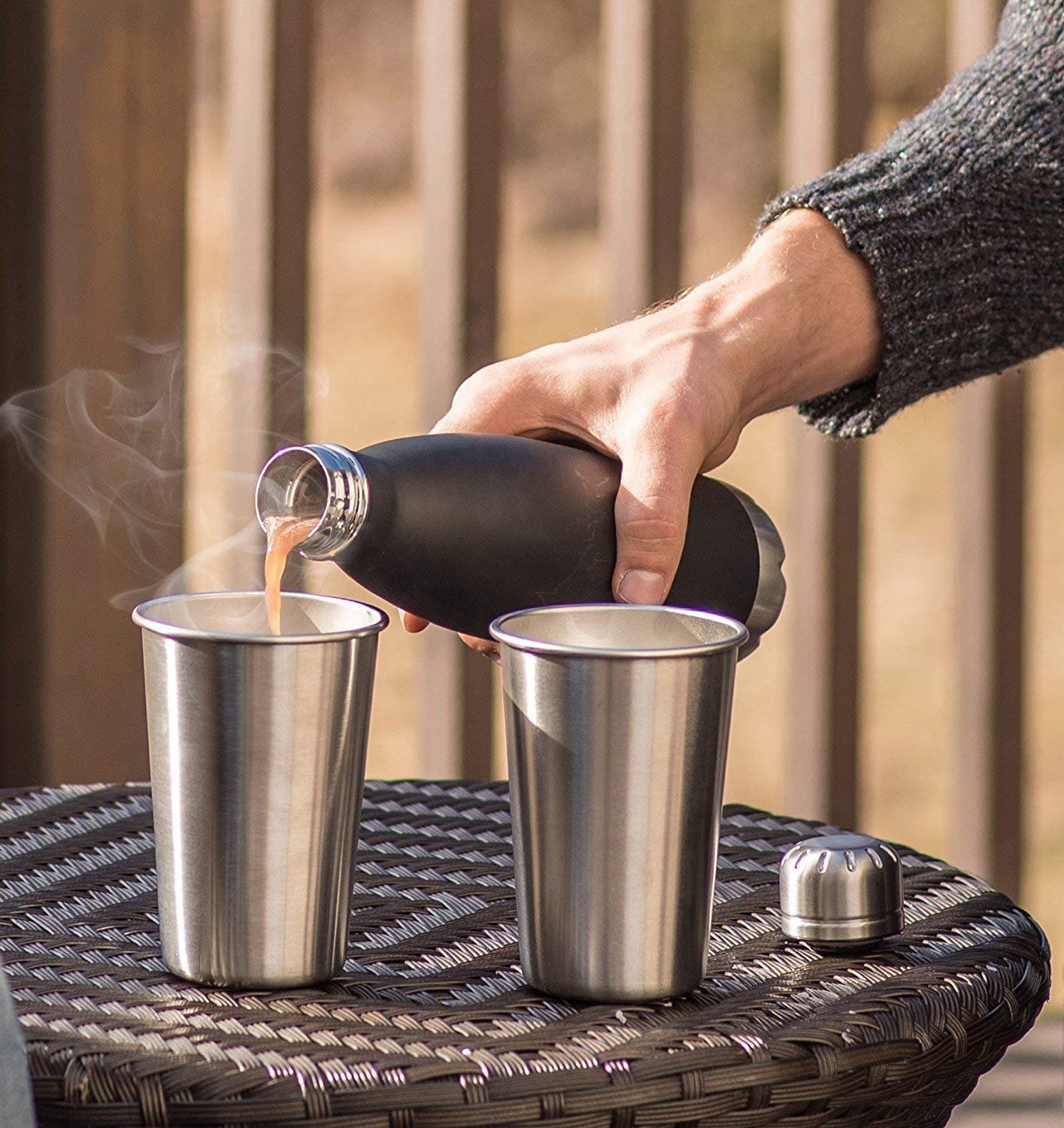Modern Innovations satin-finish stainless tumbler with sleek, durable look
