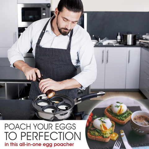 Modern Innovations silicone spatula included for safe egg removal.
