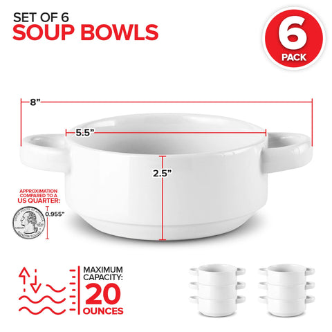 Modern Innovations stoneware stackable bowls save cabinet space in white.