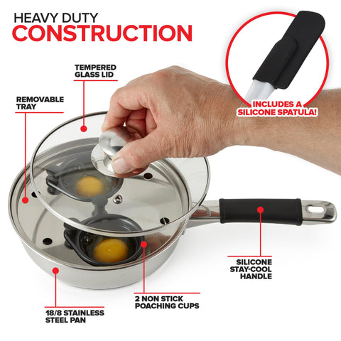 Modern Innovations tempered glass lid lets you watch progress as eggs poach