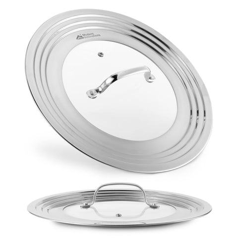 Modern Innovations universal lid with clear glass top fits 12.5-inch diameter for easy monitoring.