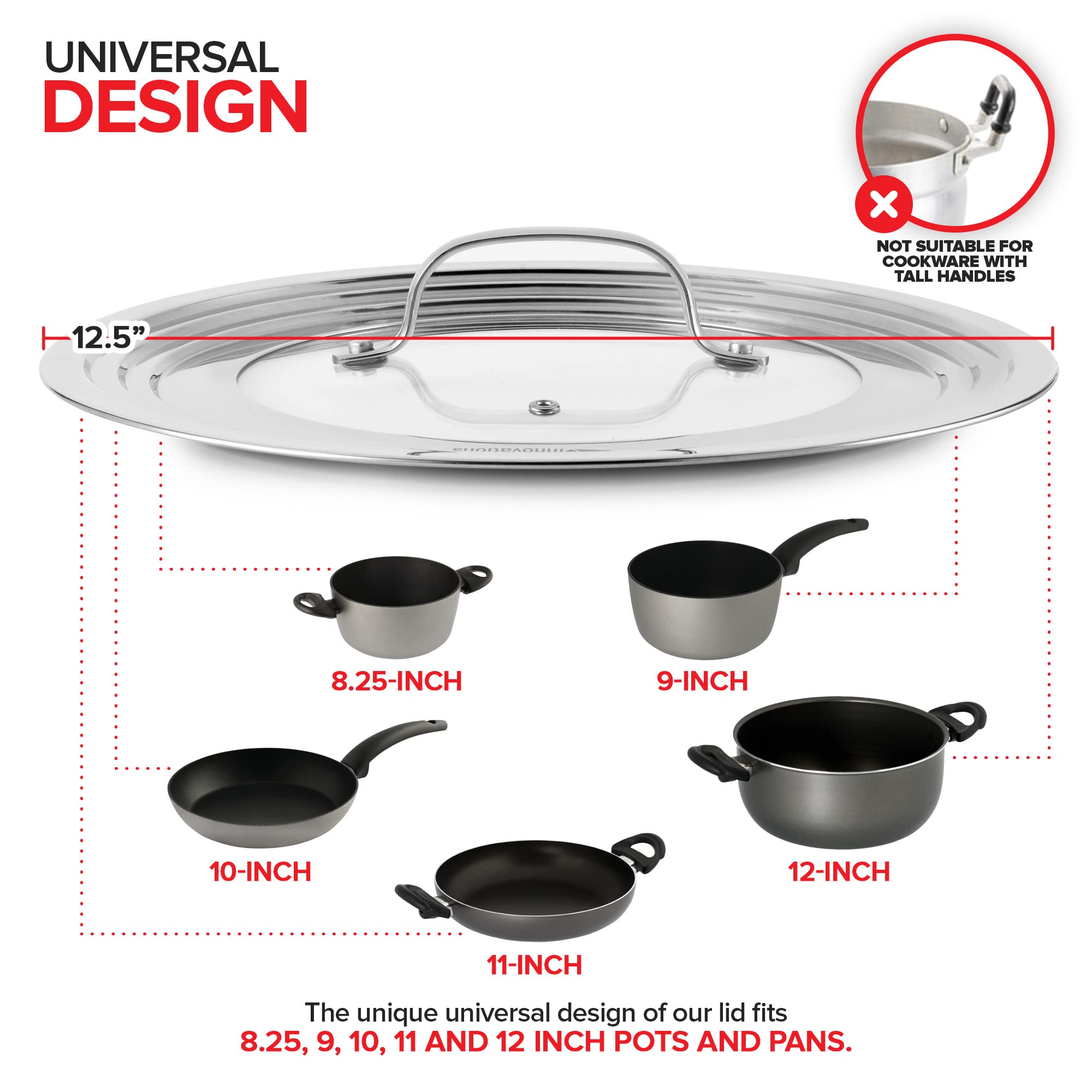 Modern Innovations universal lid vented top helps release steam while cooking.