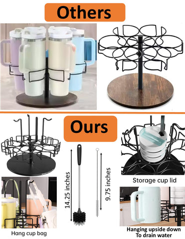 Modernbarn.life six-slot organizer keeps Stanley tumblers neatly arranged