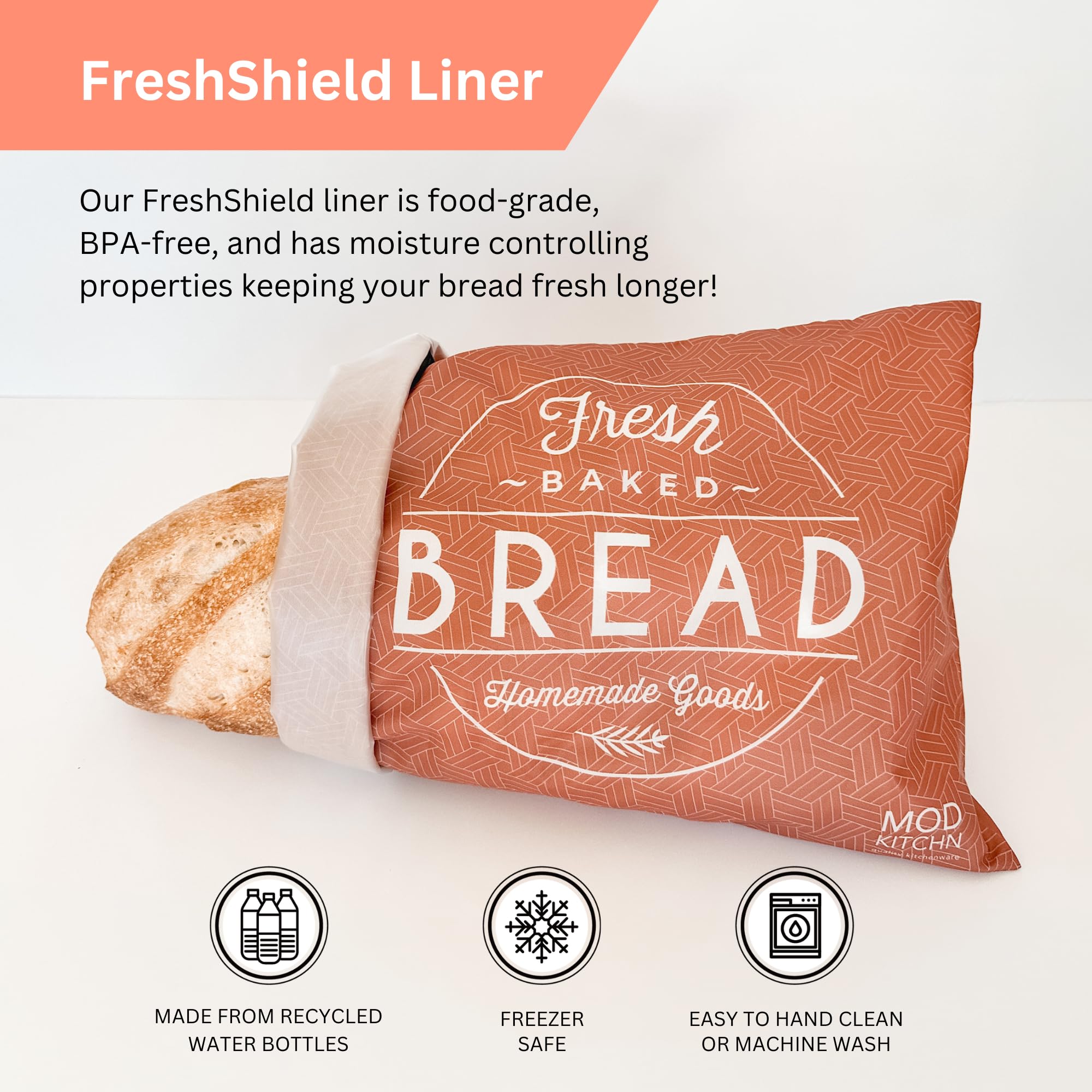 ModKitchn BPA-free recycled-fabric bags offer durable sustainable bread storage.