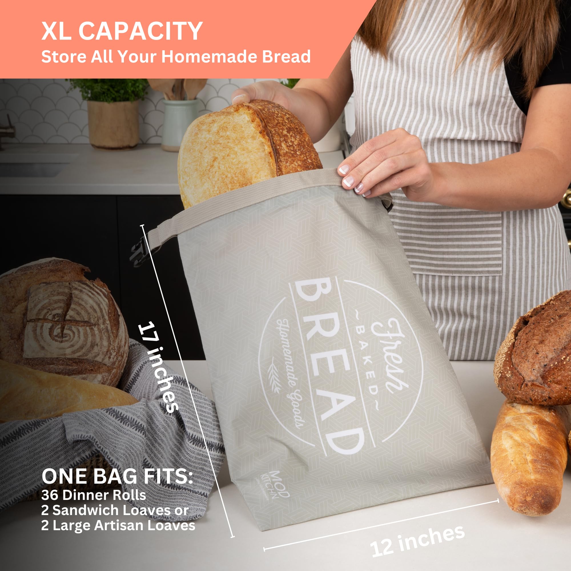 ModKitchn washable bread bags withstand repeated use for eco-friendly kitchens.