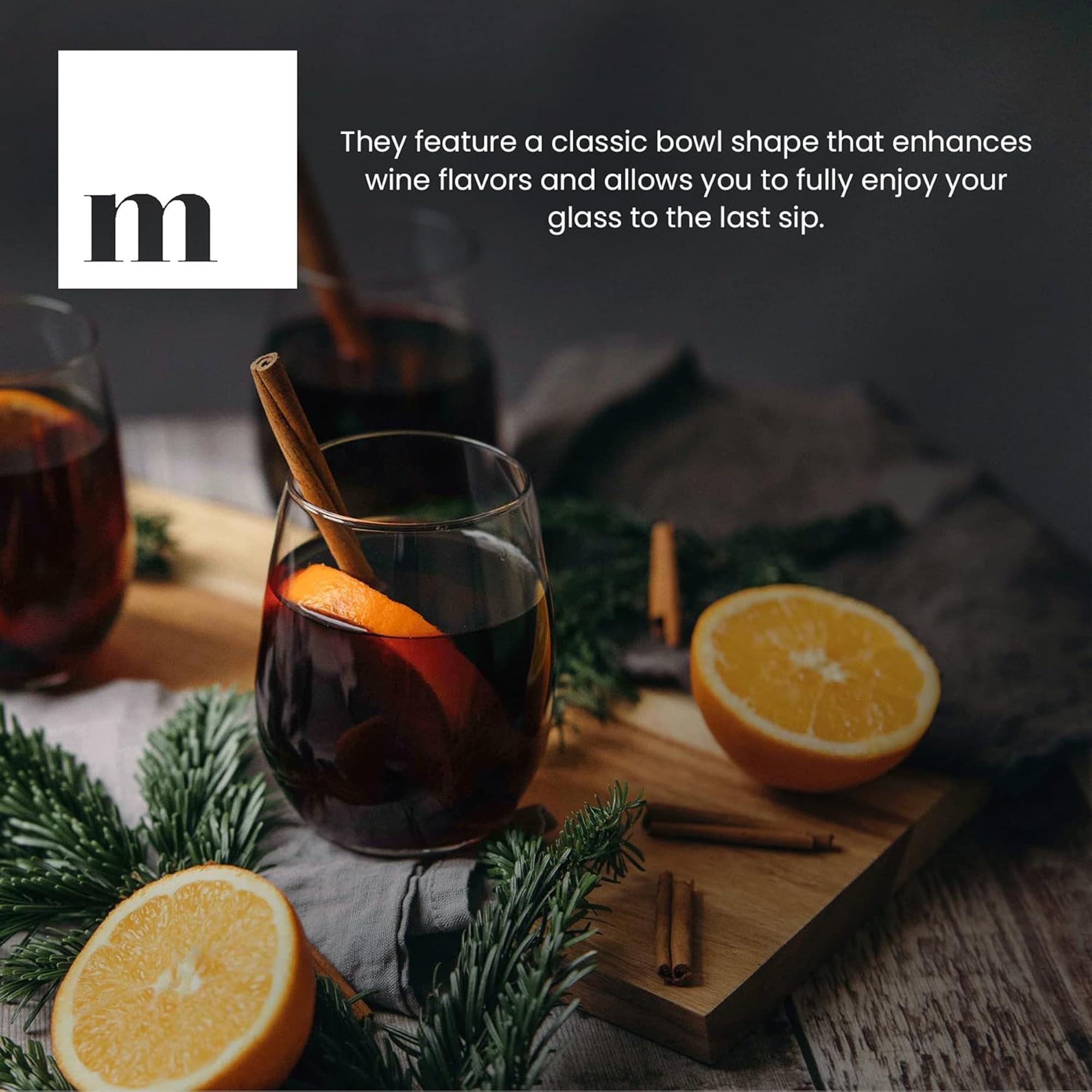 Modvera stemless wine glasses 15oz crystal clarity with refined presentation
