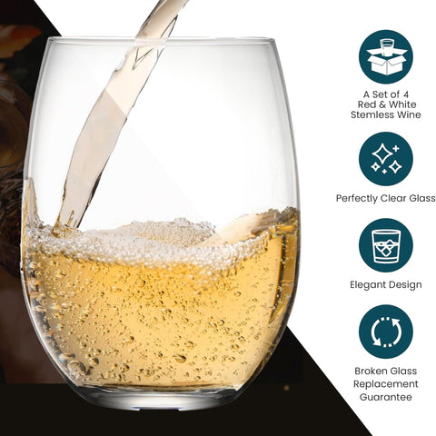 Modvera stemless wine glasses 15oz dishwasher-safe for easy cleaning
