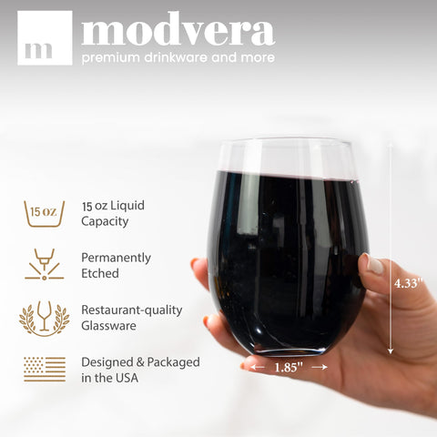 Modvera stemless wine glasses 15oz rim-detail focusing on chip-resistant edge