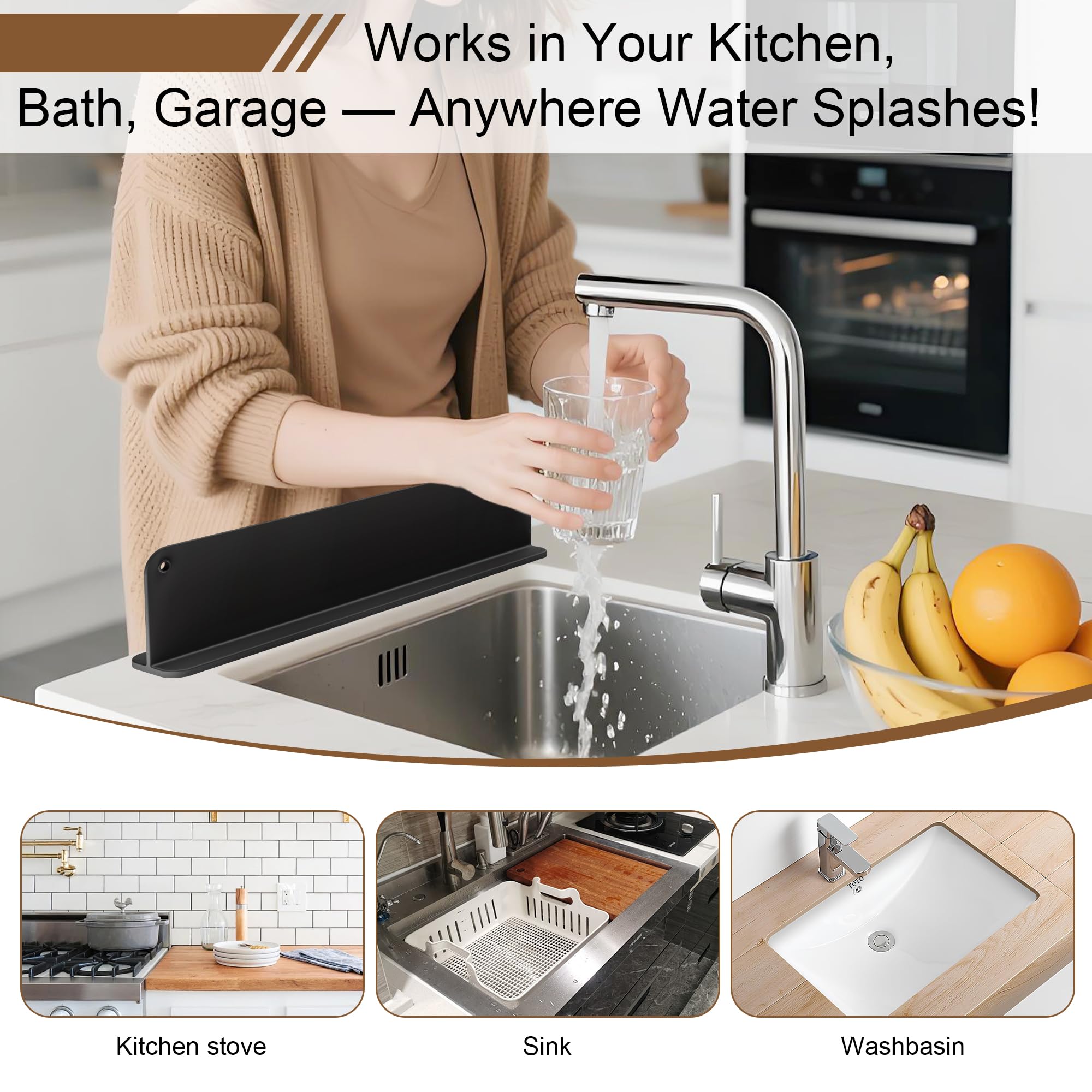 Mofason kitchen guard helps keep sides neat during dishwashing and cleaning.
