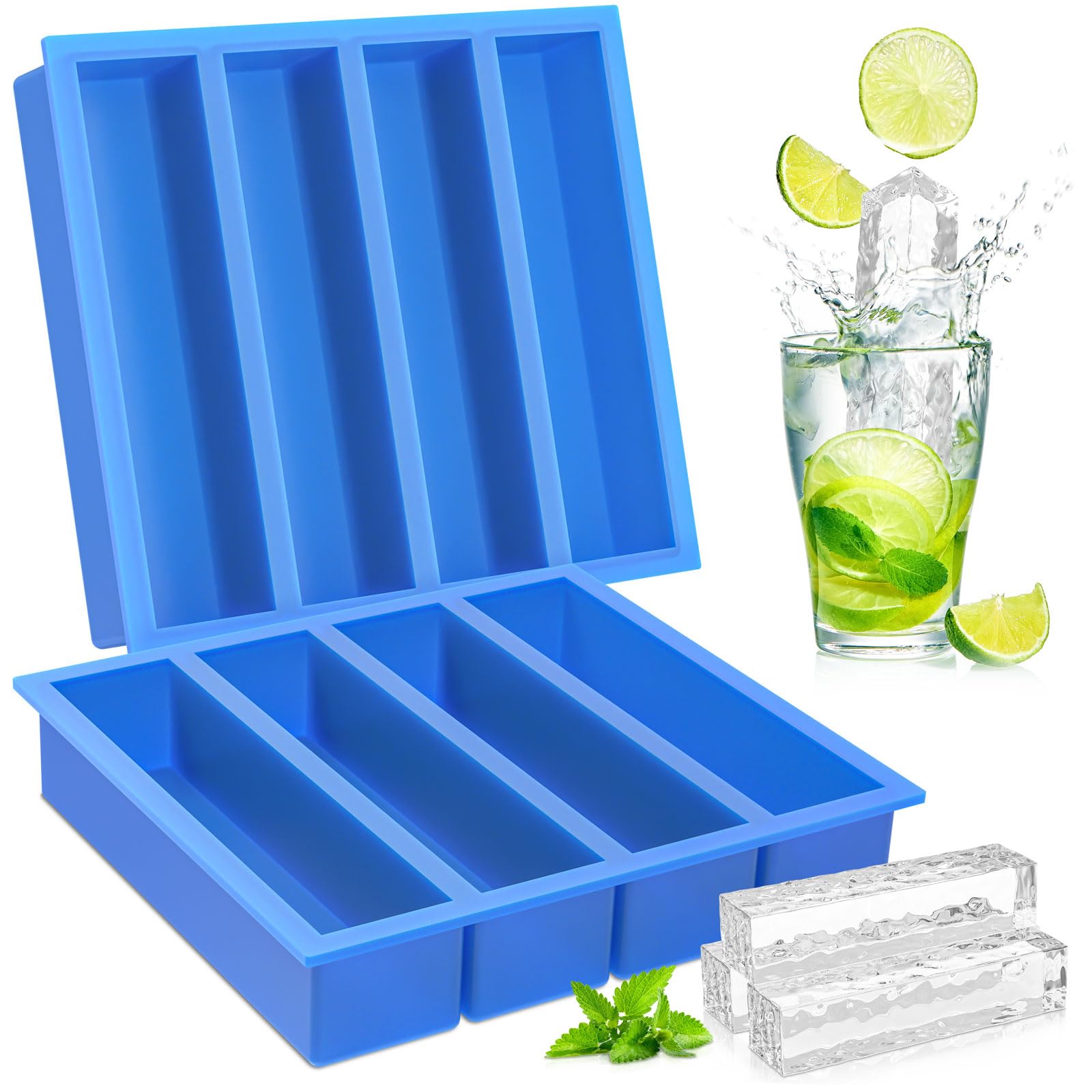 Moflekja large blue rectangle ice cube molds for elegant, slow-diluting drinks