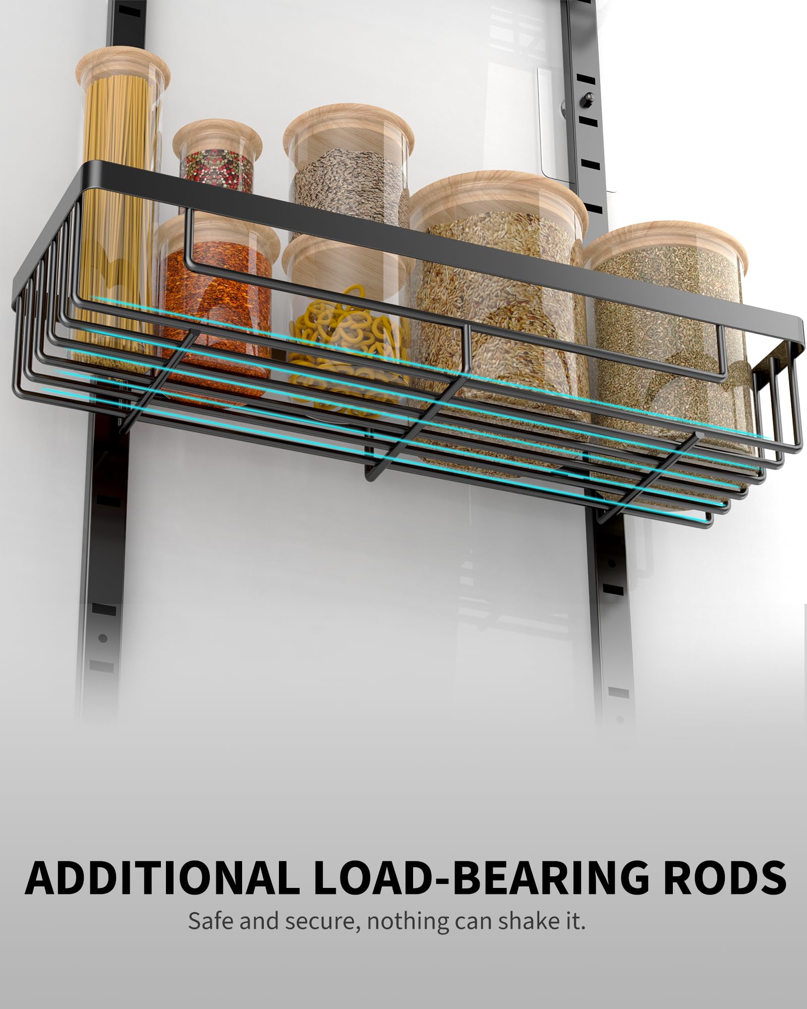 Moforoco over-the-door organizer with three large shelves demonstrating maximum storage.