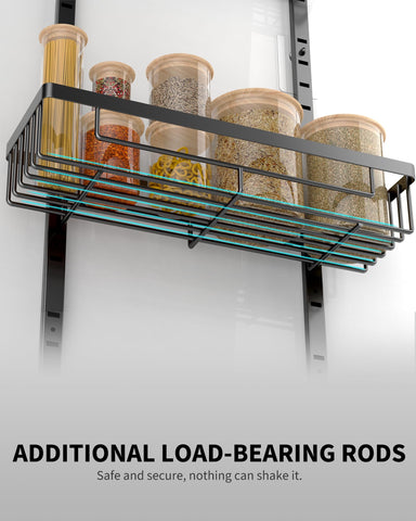 Moforoco over-the-door organizer with three large shelves demonstrating maximum storage.