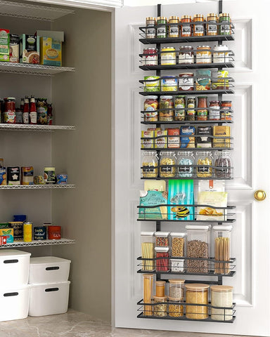 Moforoco black hanging rack mounted on a door for easy organization.