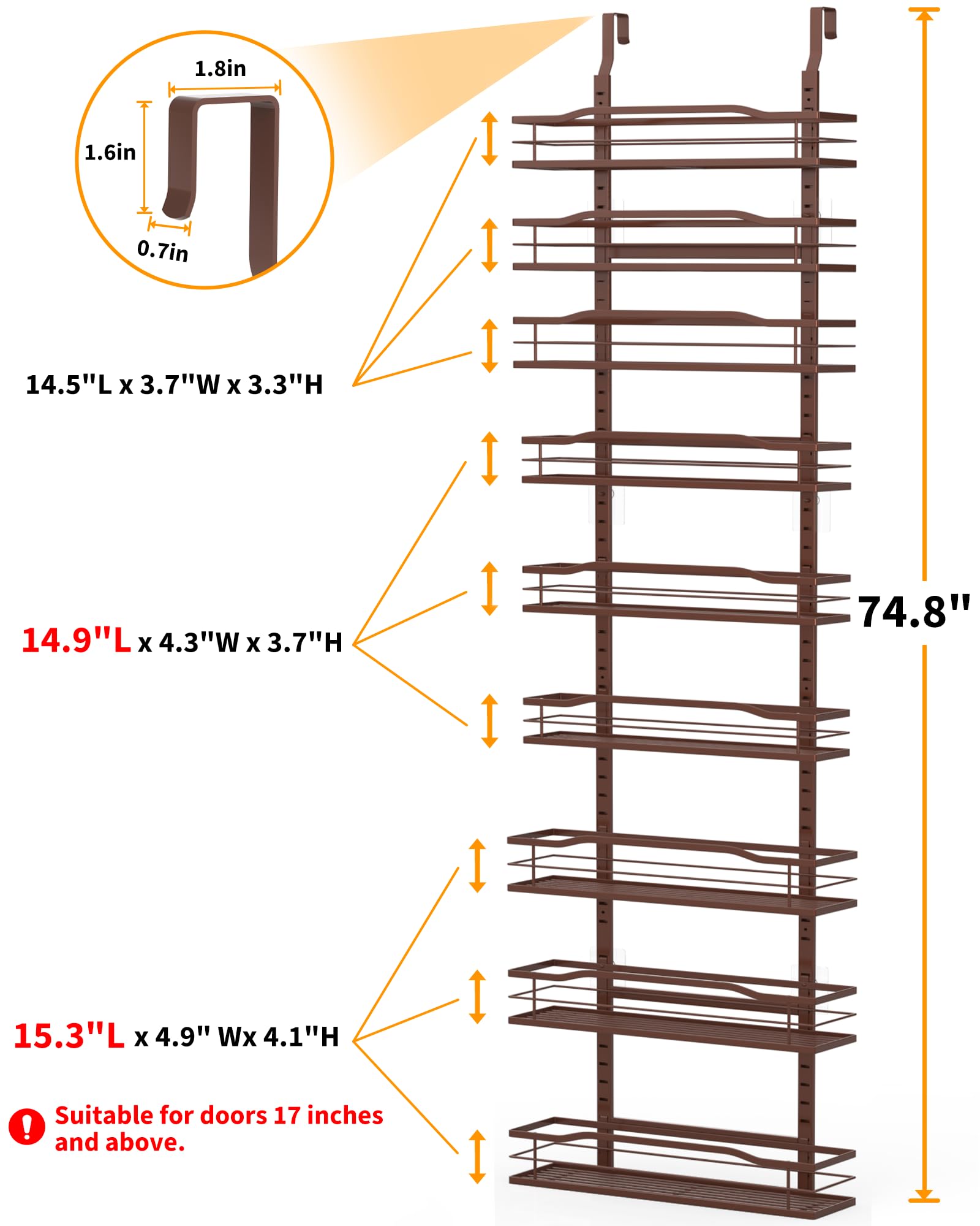 Moforoco bronze 9-tier shelf closeup shows sturdy metal construction for daily use