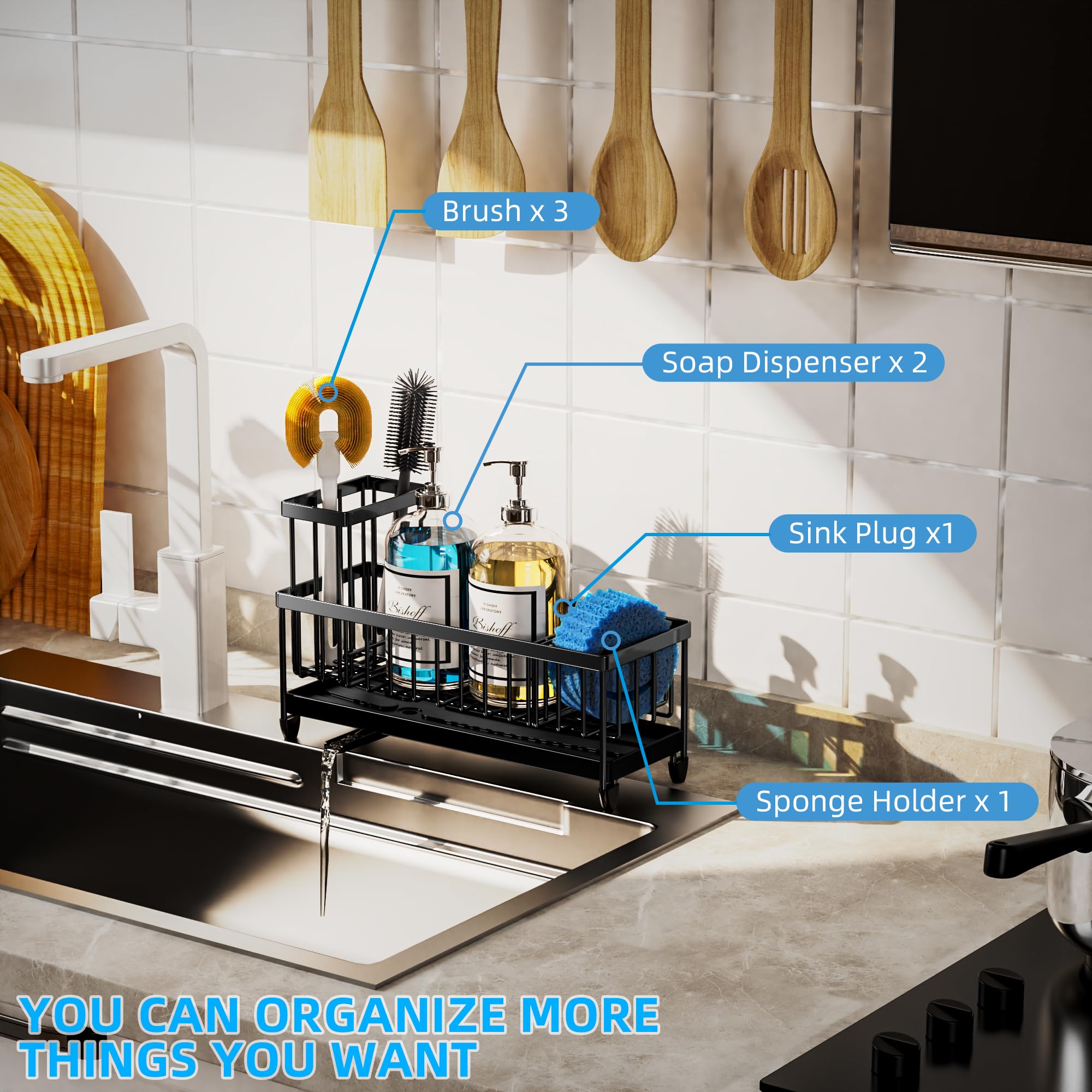 Moforoco elevated brush rack supports upright drying and easy access.