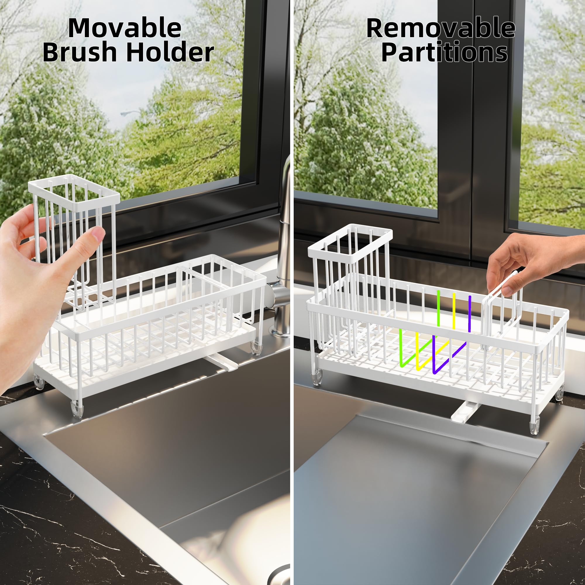 Moforoco extra-large caddy brush storage rack prevents brushes from tipping over.