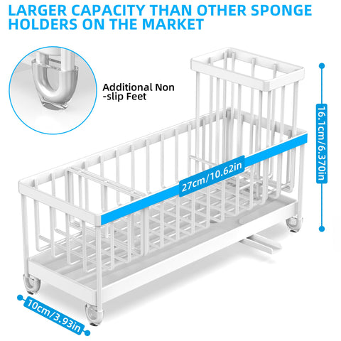 Moforoco extra-large caddy partitioned tray keeps sponges, brushes, and bottles separated.