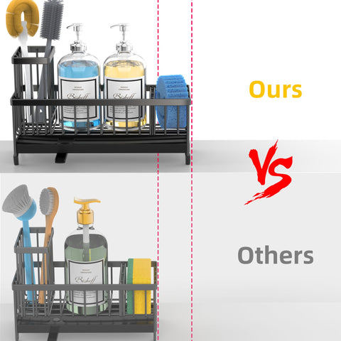 Moforoco stainless steel sink organizer provides durable brush storage.
