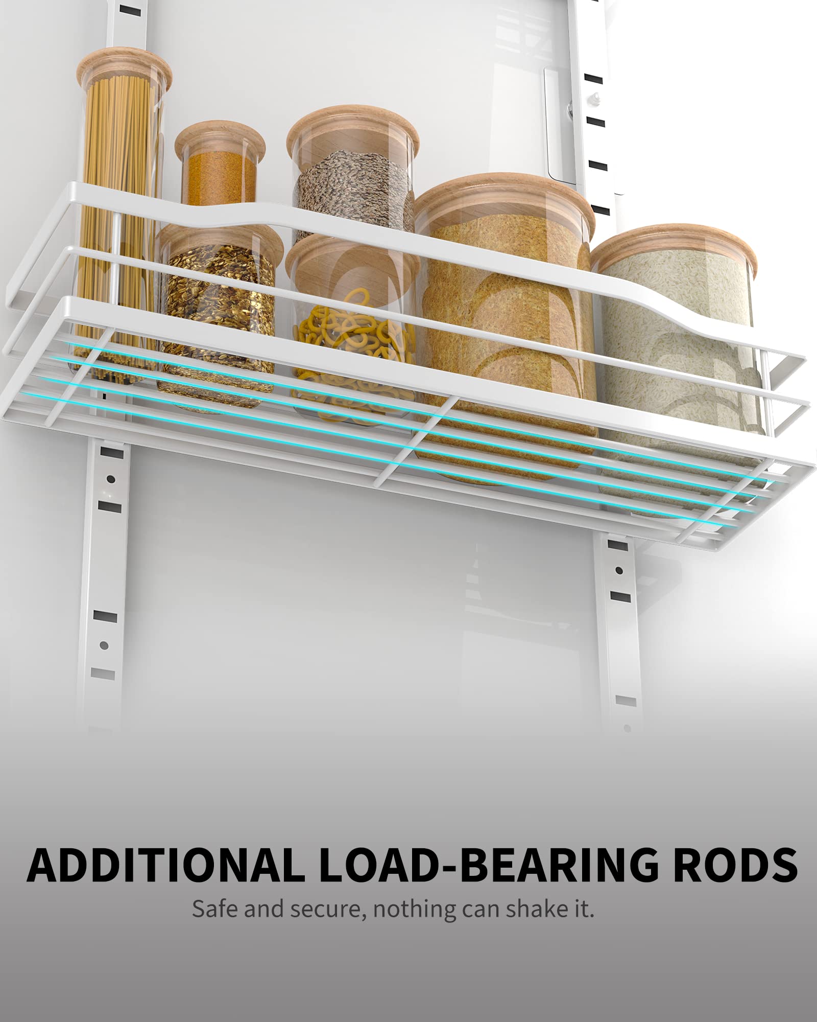 Nine-tier design with three large, three medium, and three small shelves.