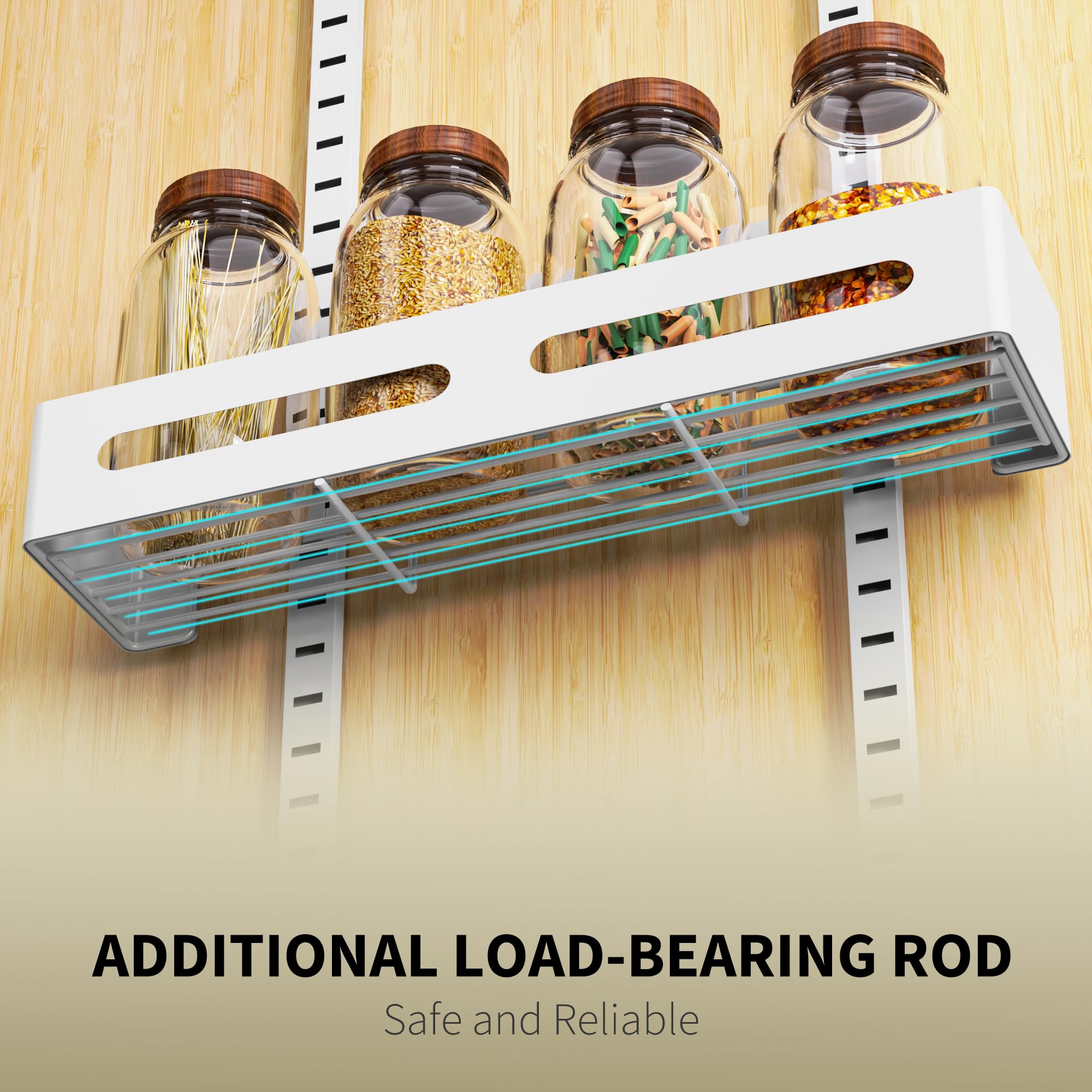 Moforoco durable metal construction supports heavy cans and jars securely.