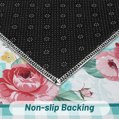 Mofvugz non-slip backing detail helps rugs stay in place during cooking tasks.