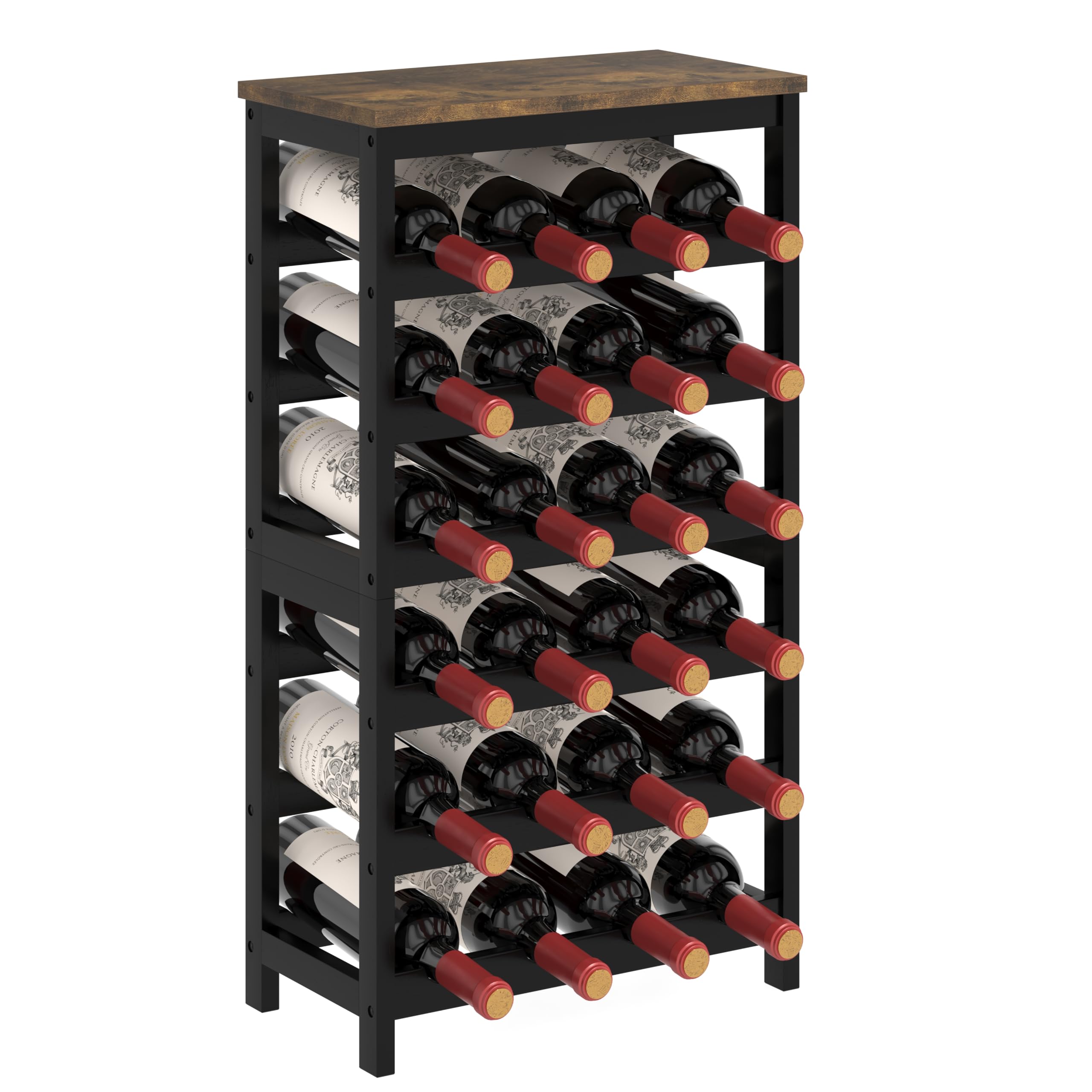 MOGELAFOO 6-tier bamboo wine rack assembled on a countertop for 24-bottle display