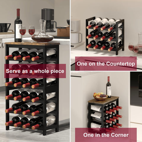 MOGELAFOO bamboo wine rack highlights natural grain with moisture-proof finish