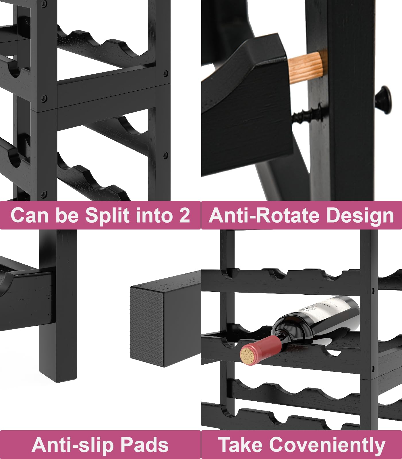 MOGELAFOO wine rack placed in a living room corner as a mini-bar