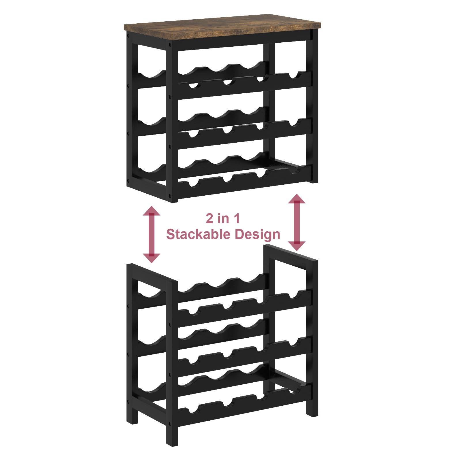 MOGELAFOO wine rack stackable design saves space and expands storage