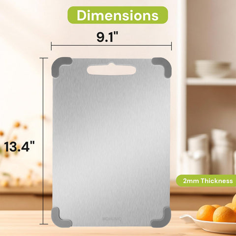 MOHUNIQ double-sided board ideal for meat, vegetables, fruit, and dough prep.
