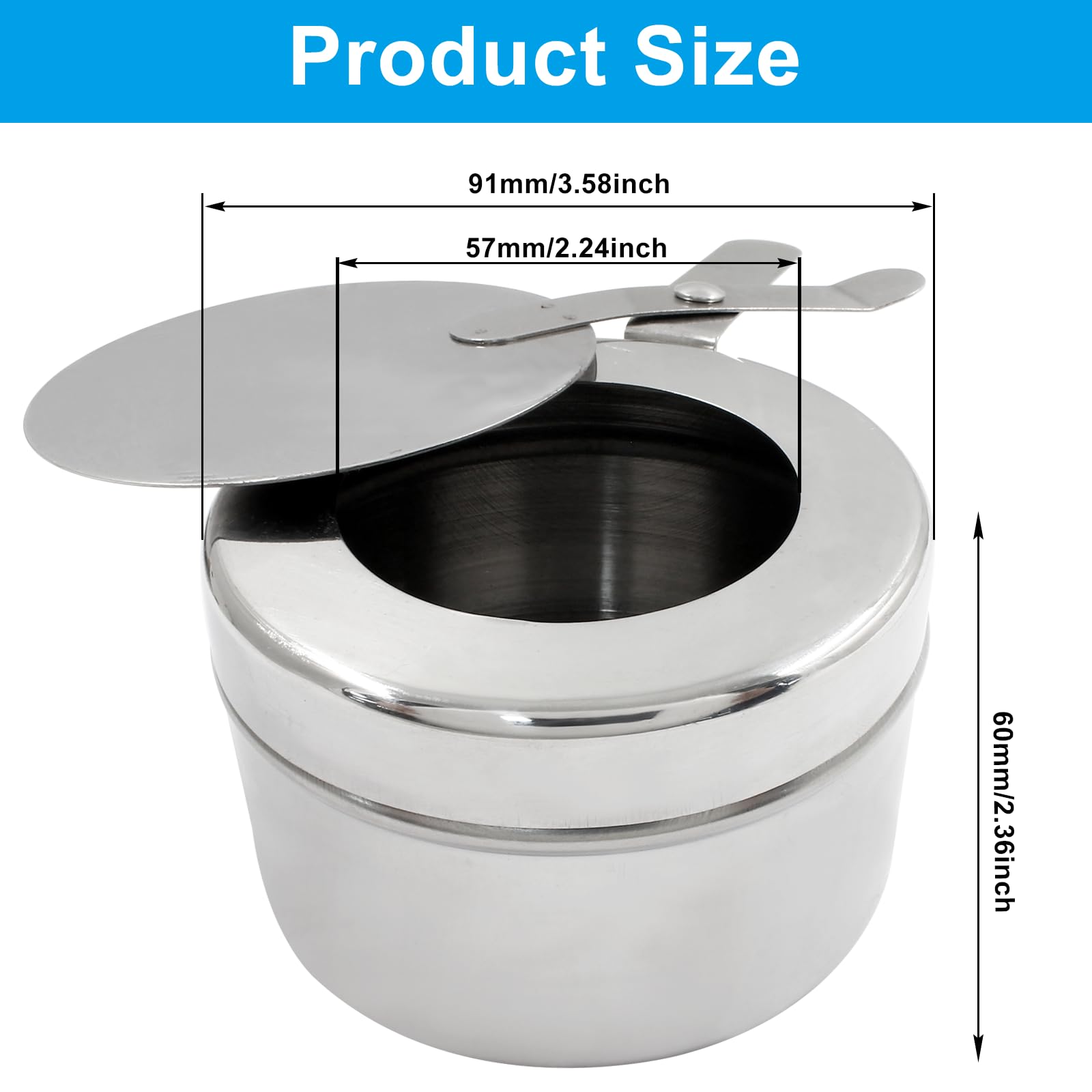 Moicstiy fuel holder's mirror-polished surface enhances a neat chafing setup.