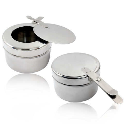Moicstiy stainless steel fuel holder duo with mirror finish for buffet warmth.