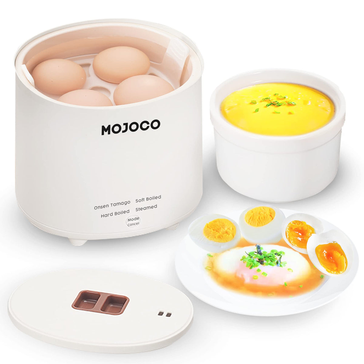 MOJOCO Rapid Egg Cooker compact design saves counter space in small kitchens.