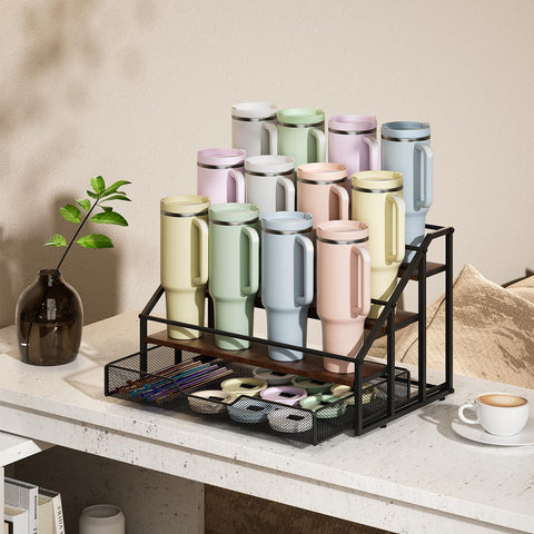 MOJOHAND Stanley tumbler holder demonstrates all-in-one storage for cups and accessories