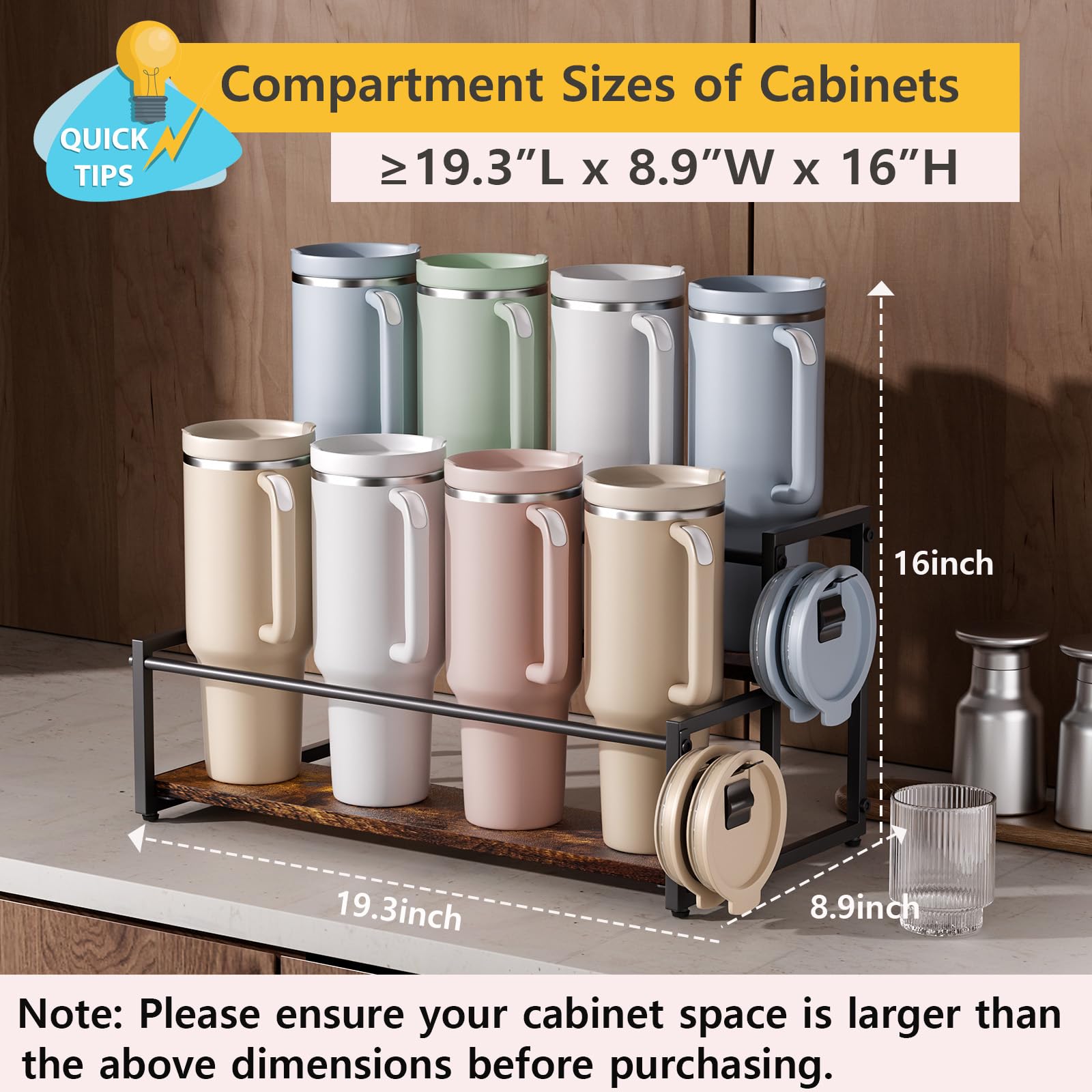 MOJOHAND tumbler lid hook storage keeps lids neatly organized and accessible.