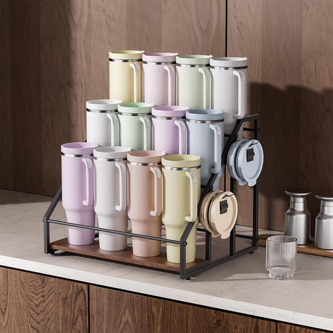 MOJOHAND wooden and iron rack with anti-fall rails for secure storage