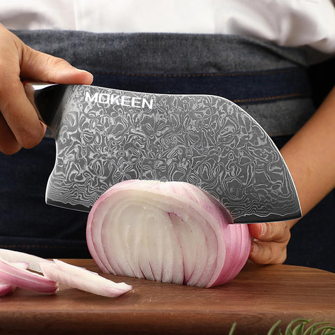 Versatile kitchen tool ready for chopping vegetables, fish, and meat.