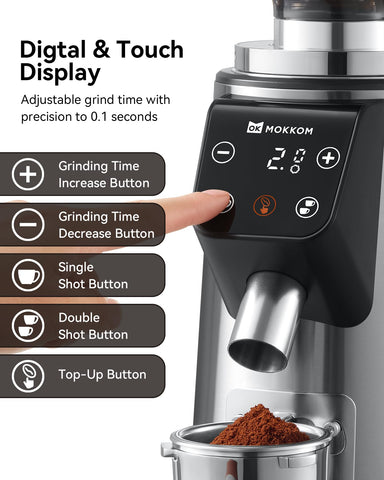 MOKKOM LED display timer for precise dosing at a glance.